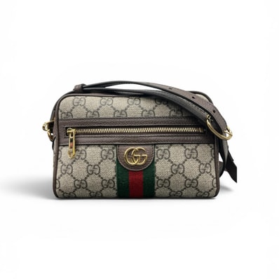 GUCCI 展示品級 美品 グッチ オフィディア ミニバッグ GGスプリーム ショルダーバッグ 816359 PVC レザー ベージュ ゴールド金具 クロスボディ ポシェット SAランク 中古 鑑定済 グッチバッグ