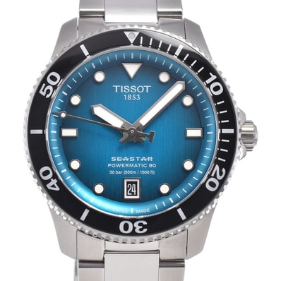 ティソ TISSOT T120.807.11.091.00 シースター1000 デイト ブルーグラデーション 自動巻き メンズ 美品 箱付き 腕時計 R#147580