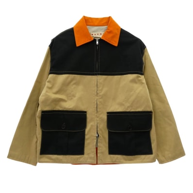 MARNI マルニ ジャケット 23SS JUMU0137QU コットンギャバジン バイカラー ジャケット ブルゾン ベージュ系 マルチカラー系 46【極上美品】【中古】