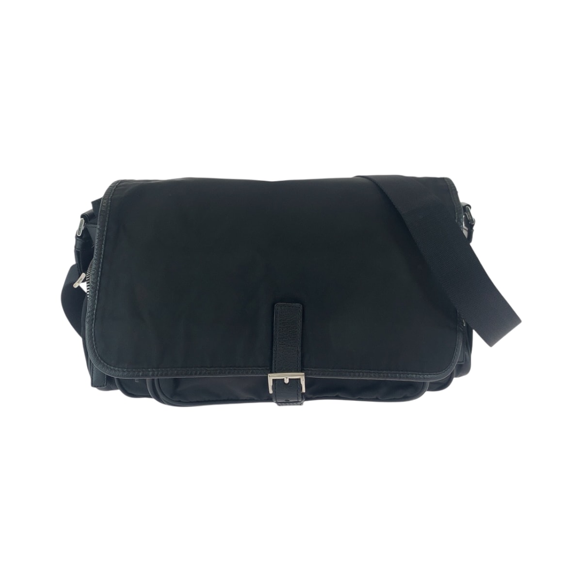 美品 PRADA プラダ テスート 三角ロゴプレート ブラック 黒 シルバー金具 ナイロン ショルダーバッグ メッセンジャーバッグ 501514 【中古】