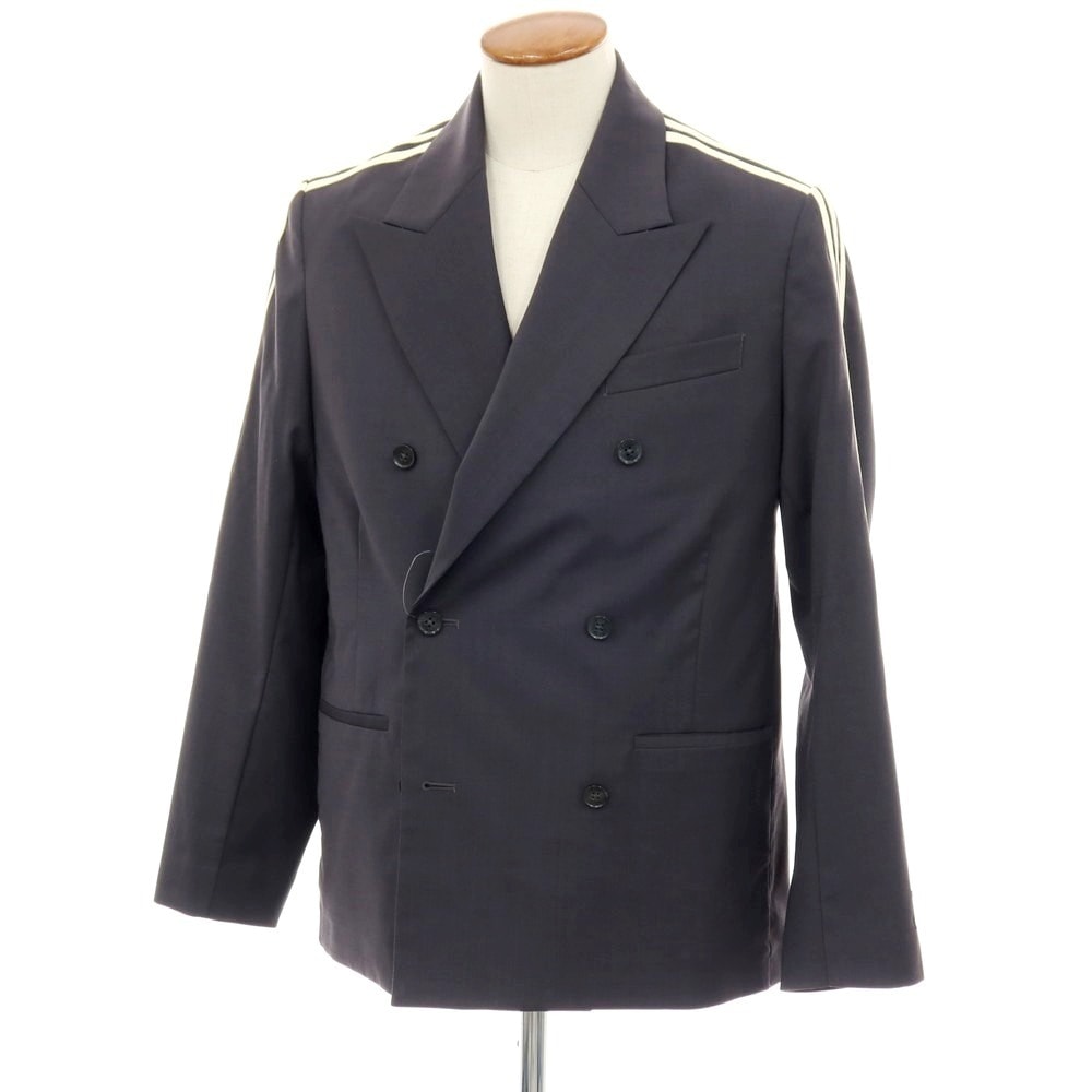 【中古】アディダス adidas ×KITH ウール ポリエステルポリウレタン ダブル6B カジュアルジャケット グレー【サイズJP M】【メンズ】