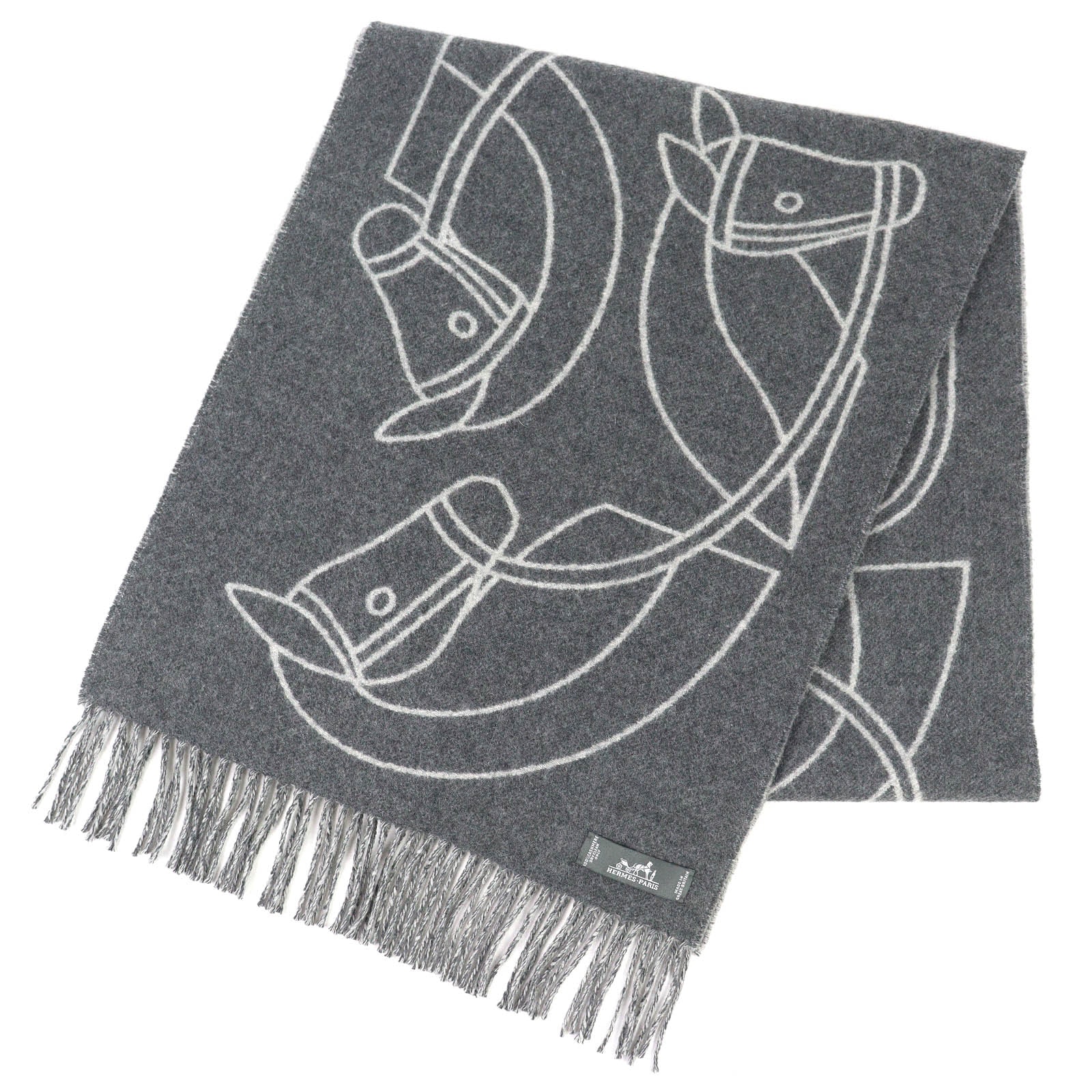 極美品 エルメス マフラー アントルラック エケストル マフラー ホース グレー