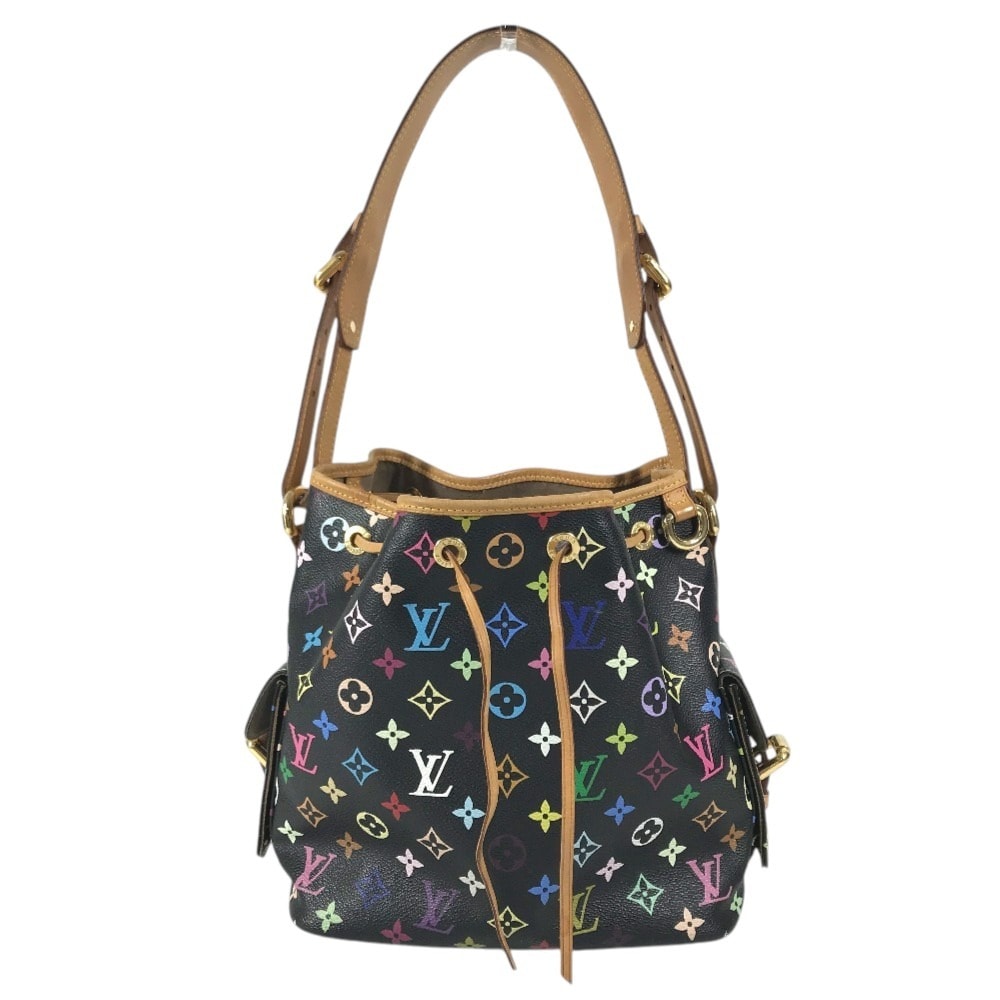 ルイヴィトン LOUIS VUITTON プチノエ  M42230 モノグラムマルチカラー カバン 肩掛け  巾着バッグ ショルダーバッグ モノグラムマルチカラーキャンバス ブラック