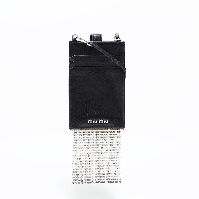ミュウ ミュウ Miu Miu クリスタル レザー フォンケース ショルダーバッグ【中古】