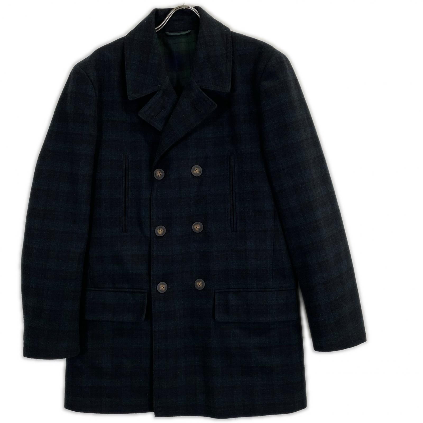 ローレン ラルフローレン ネイビー ウール混 ブラックウォッチ ダブルブレスト ショートコート 記載なし