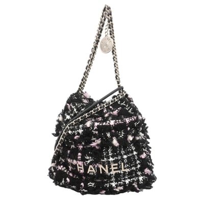 【6kc2178】シャネル ショルダーバッグ チェーンショルダー シャネル22 ツイード ブラック シルバー金具【中古】レディース