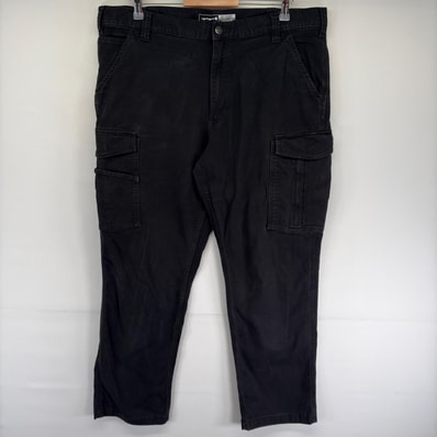古着 カーハート Carhartt ダック パンツ ワーク ペインター ワンポイント ジッパーフライ ワーク w40 L32 ブラック系 メンズ