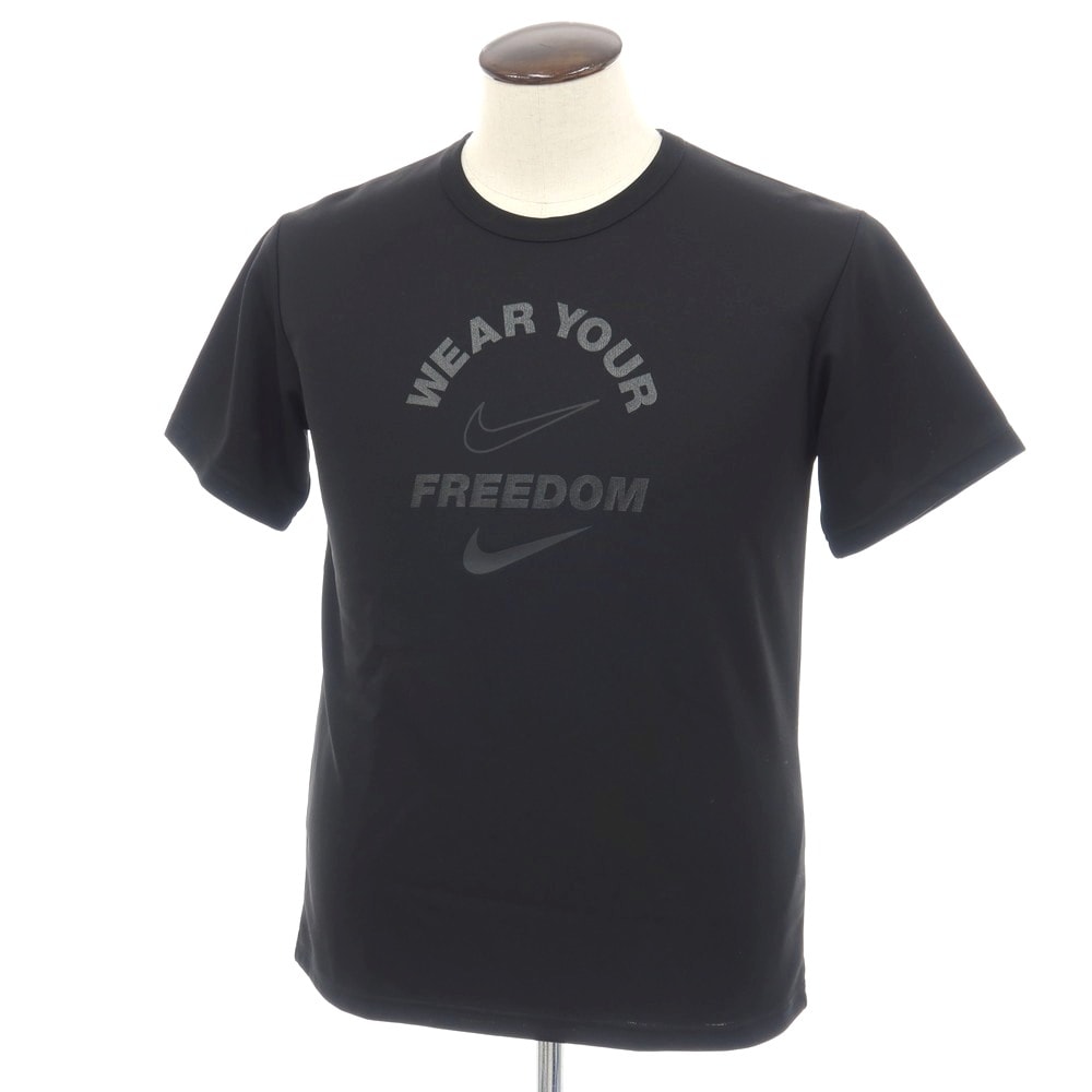 【中古】ブラックコムデギャルソン BLACK COMME des GARCONS ×NIKE ポリエステル クルーネック 半袖Tシャツ ブラック【サイズL】【メンズ】