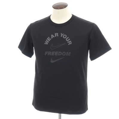 【中古】ブラックコムデギャルソン BLACK COMME des GARCONS ×NIKE ポリエステル クルーネック 半袖Tシャツ ブラック【サイズL】【メンズ】
