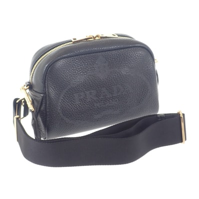 プラダ PRADA ヴィッテロダイノ 1BH187 ショルダーバッグ レザー ブラック NERO レディース メンズ【中古】【Aランク】