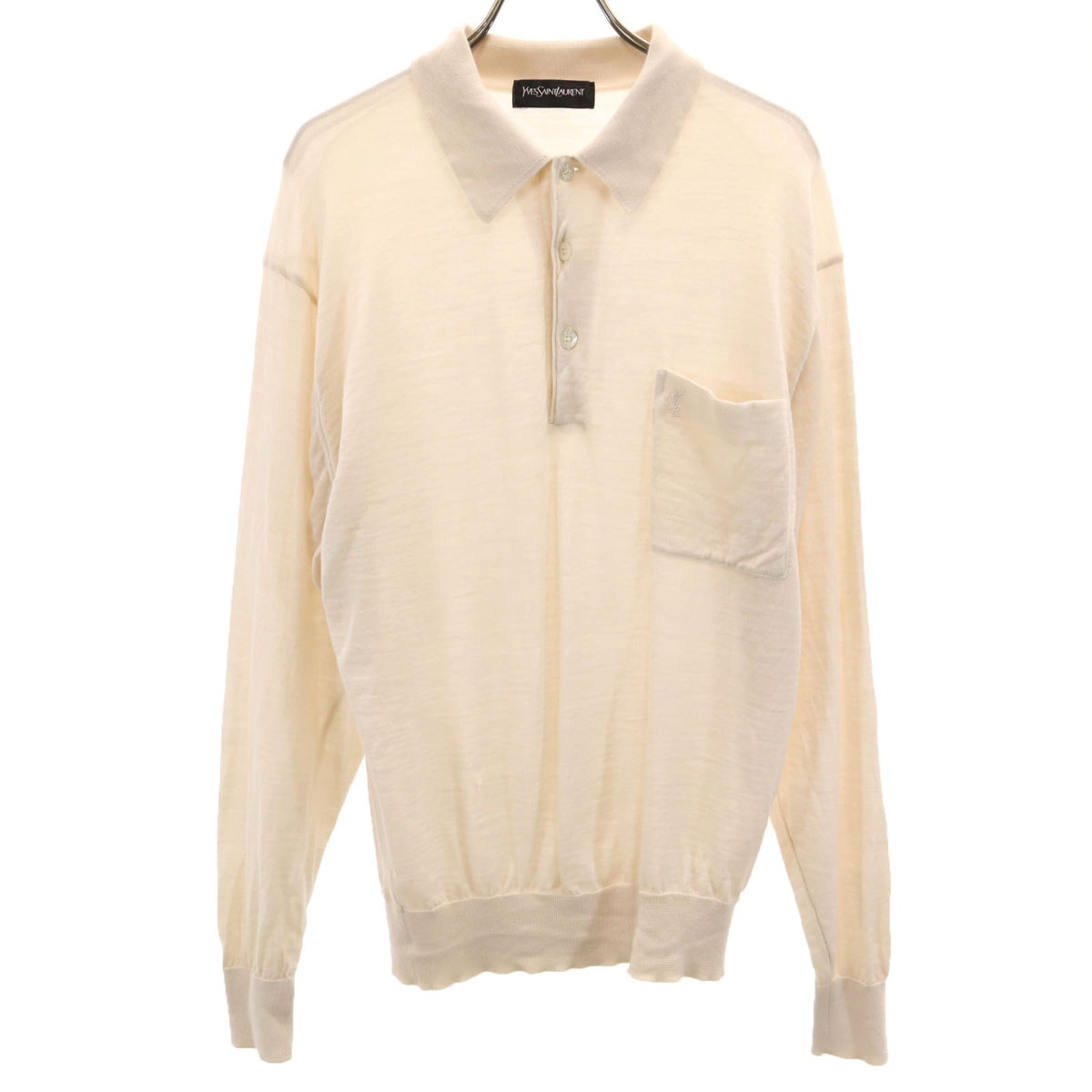 YVES SAINT LAURENT イヴサンローラン 90s オールド 長袖 ニット ポロシャツ LA ベージュ