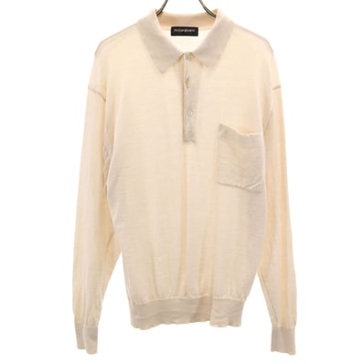 YVES SAINT LAURENT イヴサンローラン 90s オールド 長袖 ニット ポロシャツ LA ベージュ