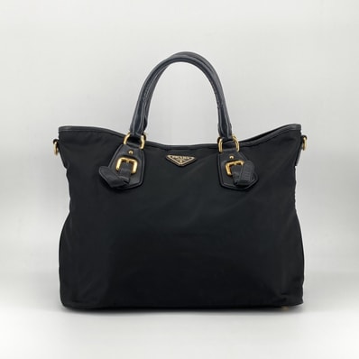 PRADA(プラダ) ナイロンハンドバッグ 2WAYショルダーバッグ BN1826 トートバッグ ブラック×ゴールド