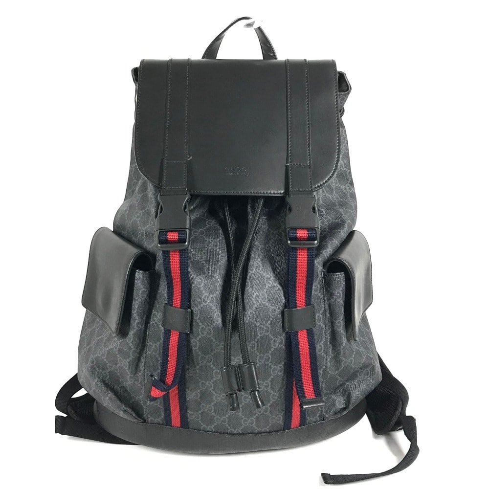 グッチ GUCCI GGスプリーム ロゴ 495563 カバン バックパック リュックサック PVC/レザー ブラック