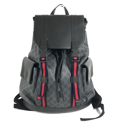 グッチ GUCCI GGスプリーム ロゴ 495563 カバン バックパック リュックサック PVC/レザー ブラック