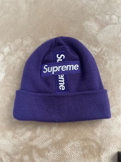 Supreme New Era® Cross Box Logo Beanie "Purple"