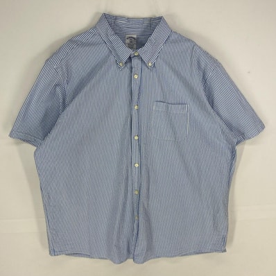 古着 ブルックスブラザーズ Brooks Brothers 半袖シャツ ボタンダウン 胸ポケット 1818 2XL ブルー系 ストライプ メンズ
