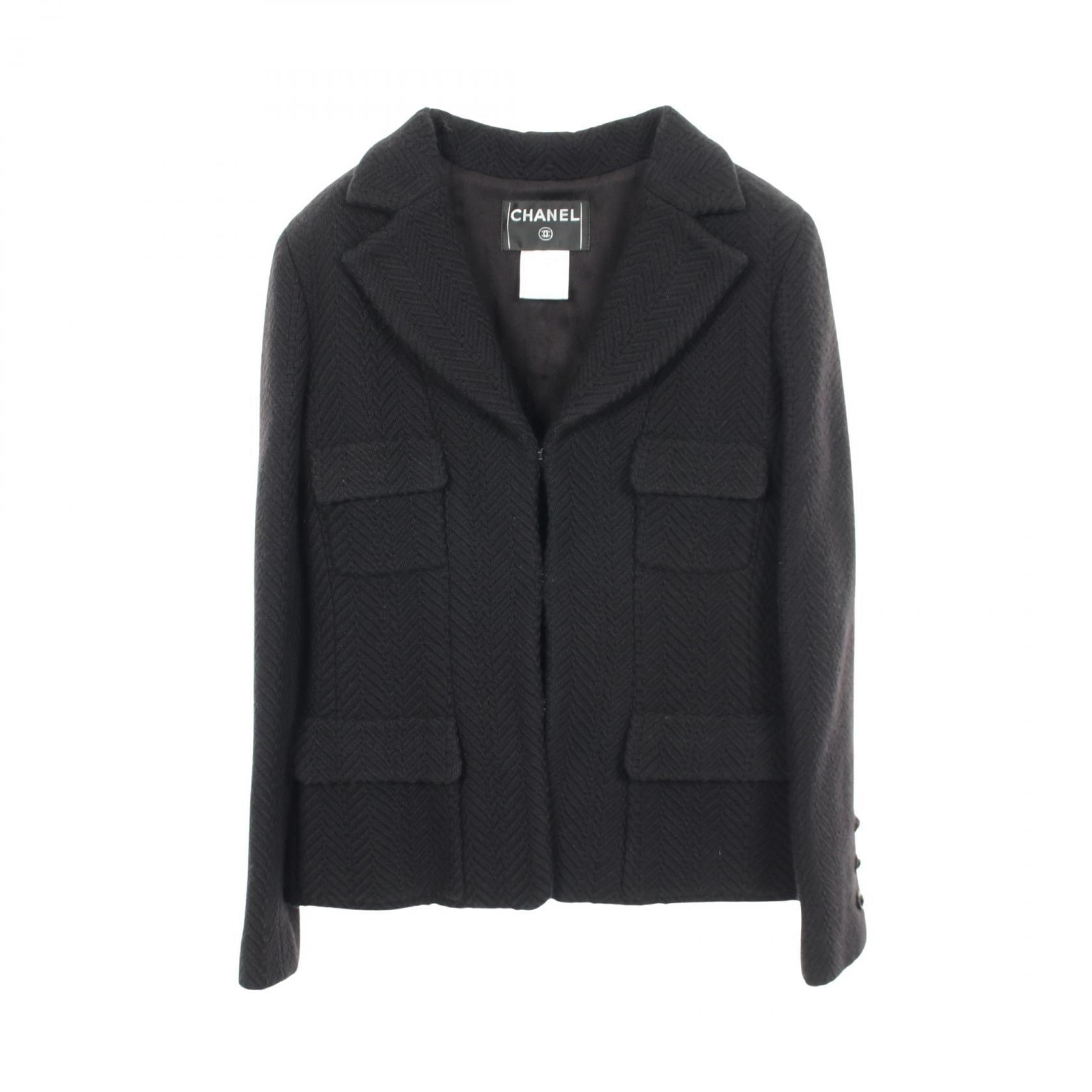 シャネル CHANEL テーラードジャケット 衣料品 アウター ウール レディース ブラック系 P29503V19412 【中古】