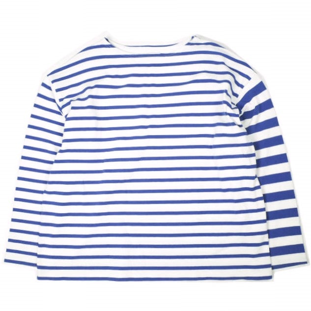 B:MING by BEAMS ビーミング バイ ビームス 22SS ドロップショルダーボートネックカットソー 92-14-0160-147 L BLUE/WHITE 長袖 ボーダー バスクシャツ BEAMS百名品 トップス g25840