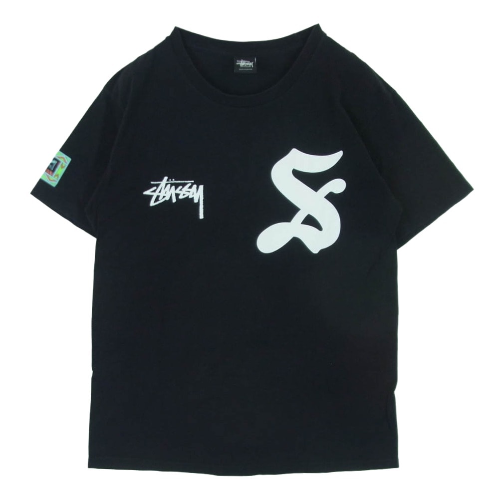 STUSSY ステューシー フロント ストックロゴ 7バック プリント Tシャツ 半袖 カットソー メキシコ製 ブラック系 M【中古】
