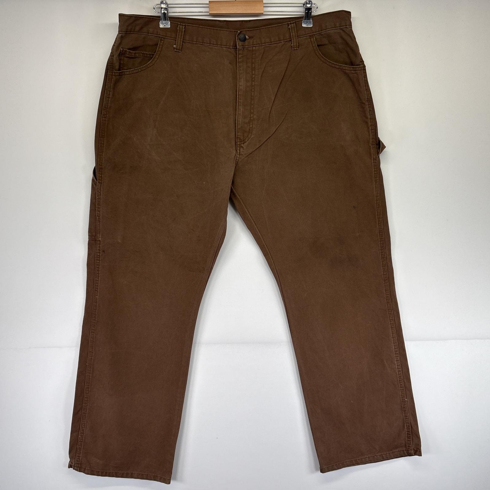 古着 ディッキーズ Dickies ワークパンツ ダック ペインター 大きいサイズ ワンポイントロゴ 長ズボン w40 L30 ブラウン メンズ