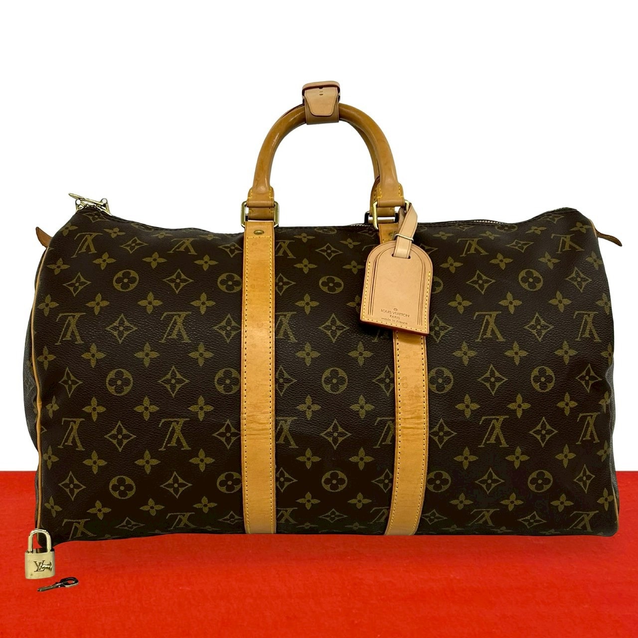 LOUIS VUITTON ルイヴィトン キーポル 45 モノグラム レザー PVC ボストンバッグ ブラウン
43212