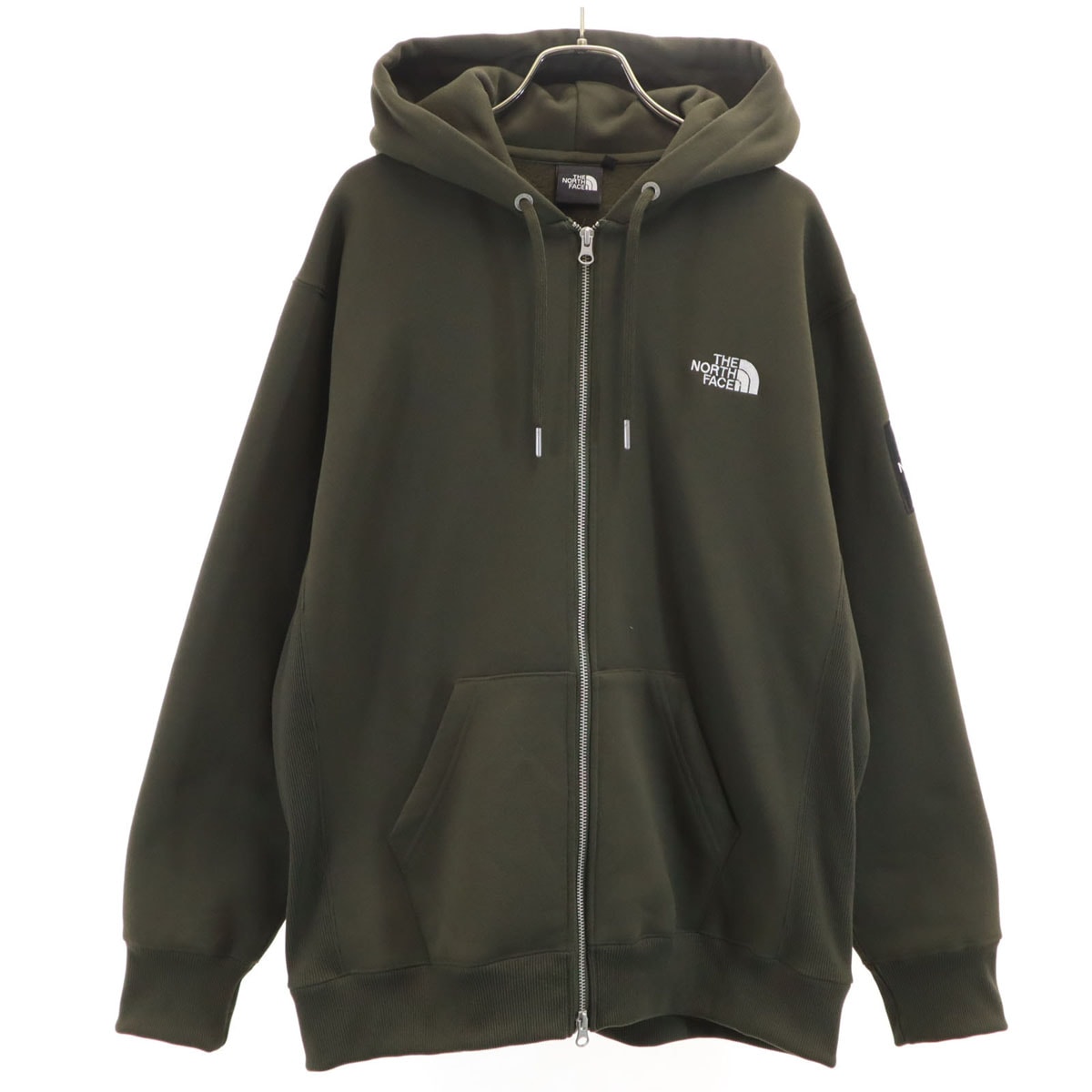 美品 THE NORTH FACE ノースフェイス 長袖 スウェット ジップパーカー L カーキ NT62232 アウトドア 裏起毛