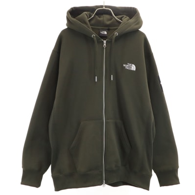 美品 THE NORTH FACE ノースフェイス 長袖 スウェット ジップパーカー L カーキ NT62232 アウトドア 裏起毛