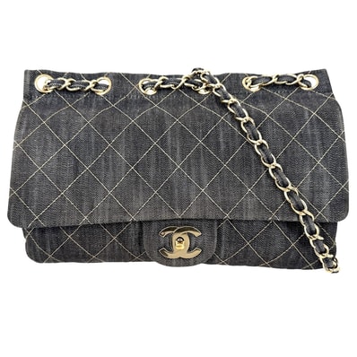 CHANEL シャネル ショルダーバッグ 肩掛け 斜め掛け チェーンショルダー ココマーク ココ デニム ネイビー 紺 ゴールド金具 レディース【中古品】