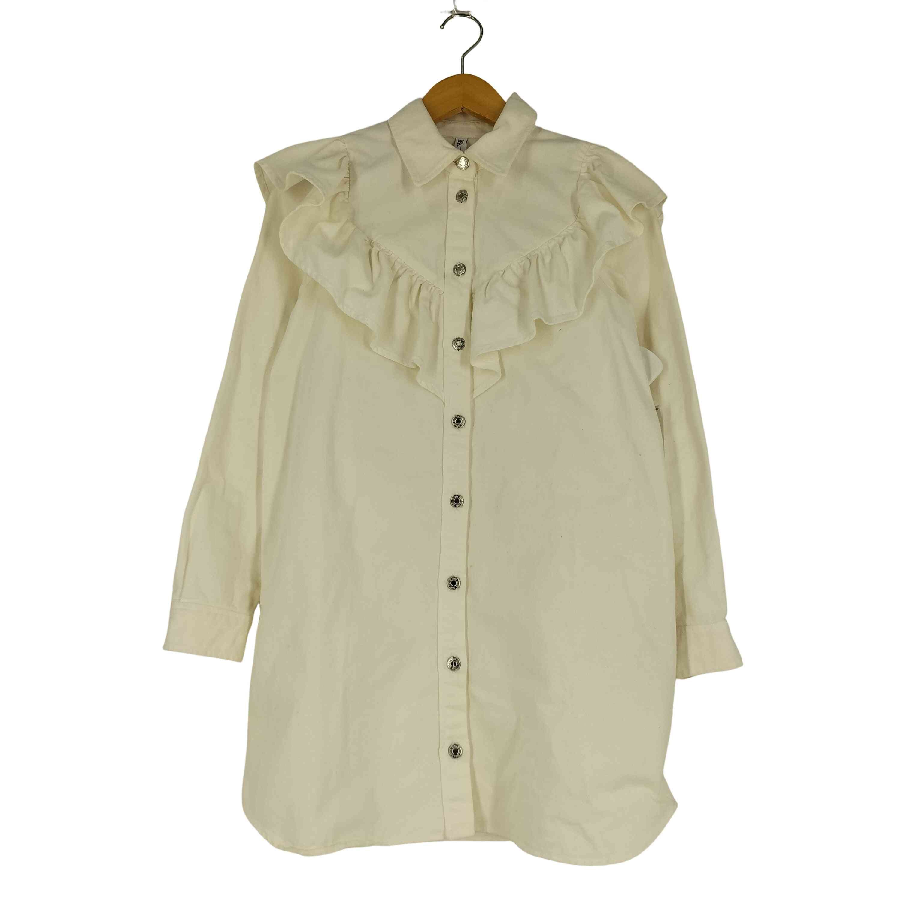 フリル デニムシャツワンピース チュニック【1137240039411】