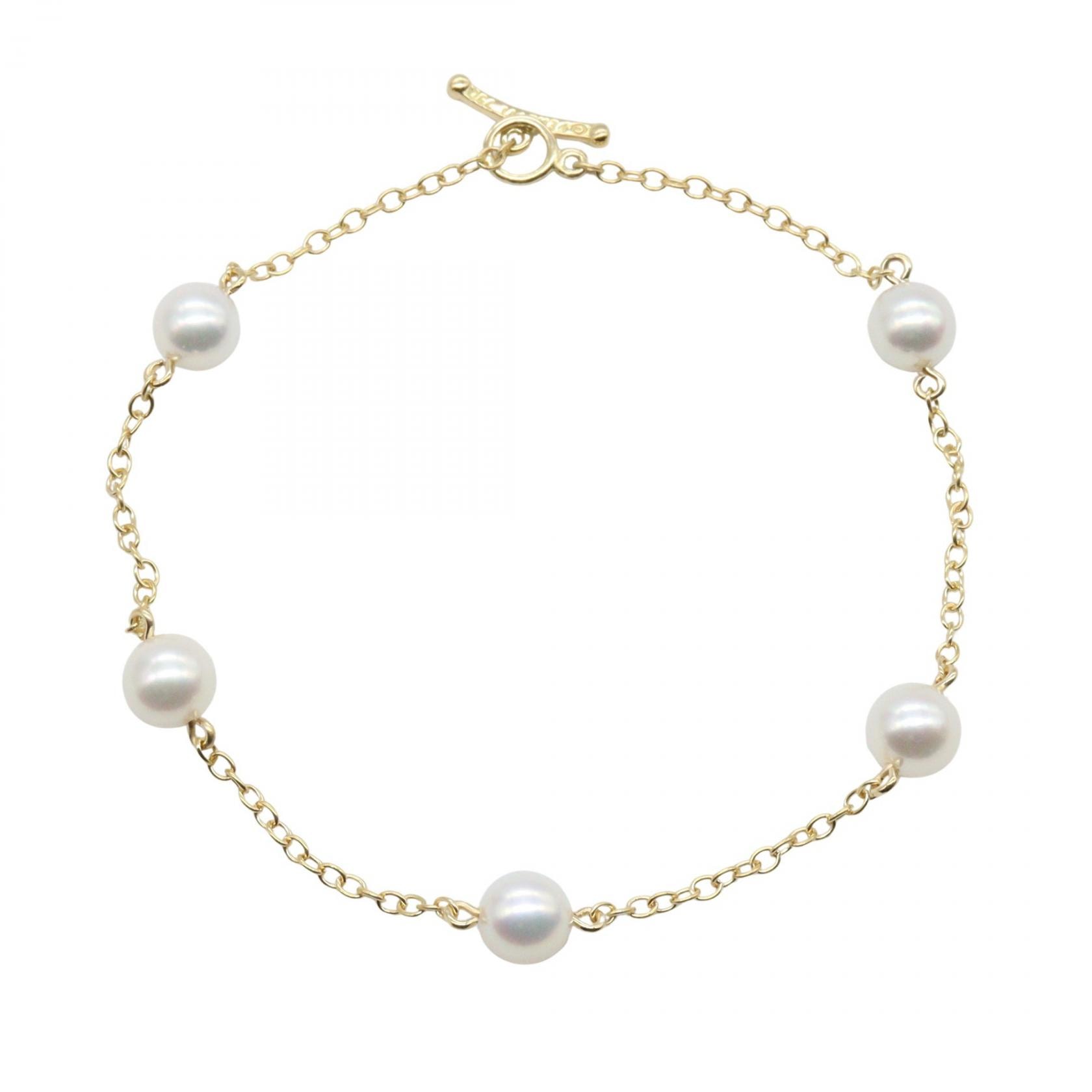 ティファニー TIFFANY&CO バイザヤード ステーション パール ブレスレット ブレスレット アクセサリー K18(イエローゴールド) パール レディース ゴールド系 / ホワイト系 【中古】