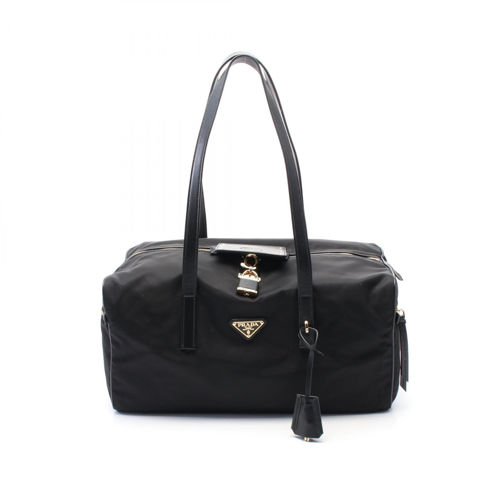 プラダ PRADA Re-Nylon ラージ トップハンドルバッグ ショルダーバッグ バッグ ナイロン レザー レディース ブラック系 1BB135RDLNF0002 【中古】