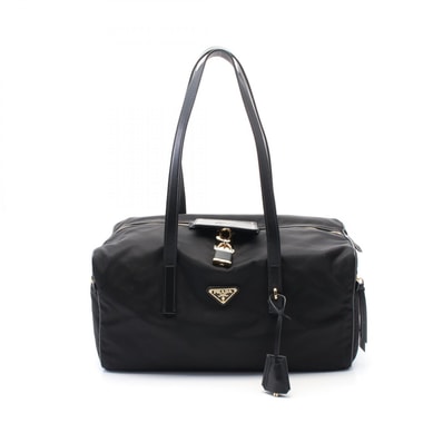 プラダ PRADA Re-Nylon ラージ トップハンドルバッグ ショルダーバッグ バッグ ナイロン レザー レディース ブラック系 1BB135RDLNF0002 【中古】