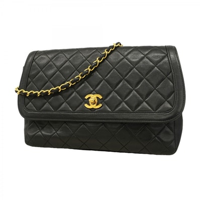 【6gd5311】シャネル ショルダーバッグ マトラッセ チェーンショルダー ラムスキン ブラック ゴールド金具【中古】レディース