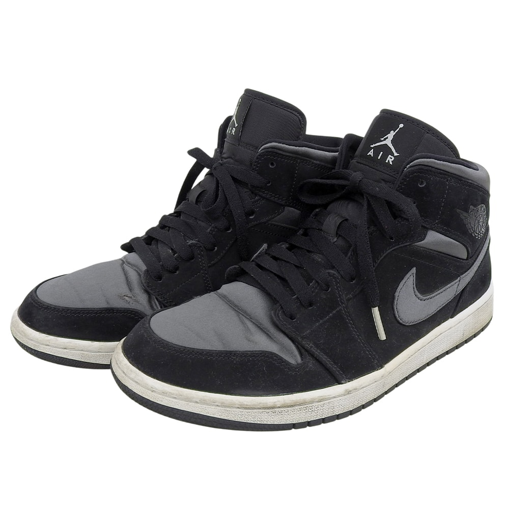ナイキ IR JORDAN 1 MID SE スニーカー シューズ メンズ ブラック グレー 27.5cm 19年製 852542-012 9.5(US)