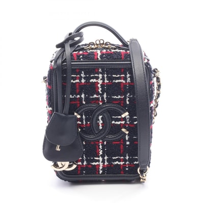 シャネル CHANEL CCフィリグリー ショルダーバッグ バッグ ファブリック レザー レディース ネイビー系 / レッド系 / ホワイト系 AS0988 【中古】