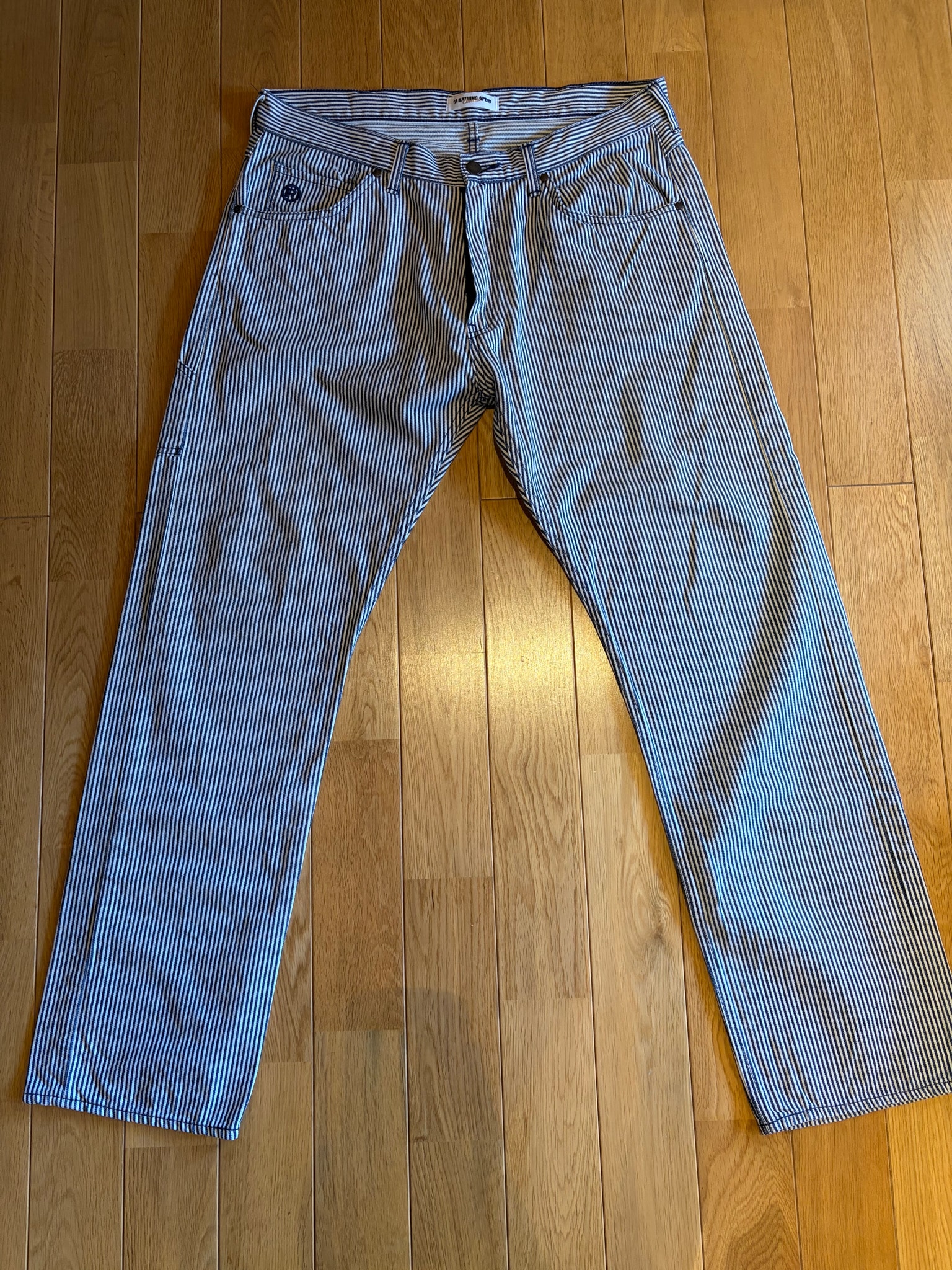APE ヒッコリーデニムパンツ サイズL