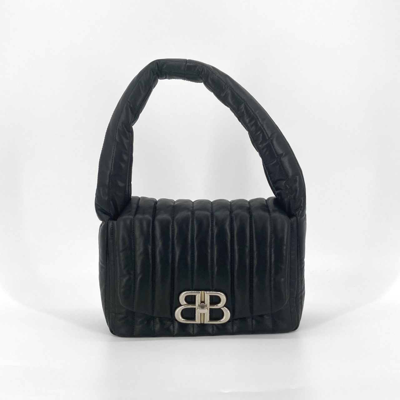 BALENCIAGA(バレンシアガ) モナコ スモール スリングバッグ キルティングレザー 787896 ショルダーバッグ ブラック×シルバー