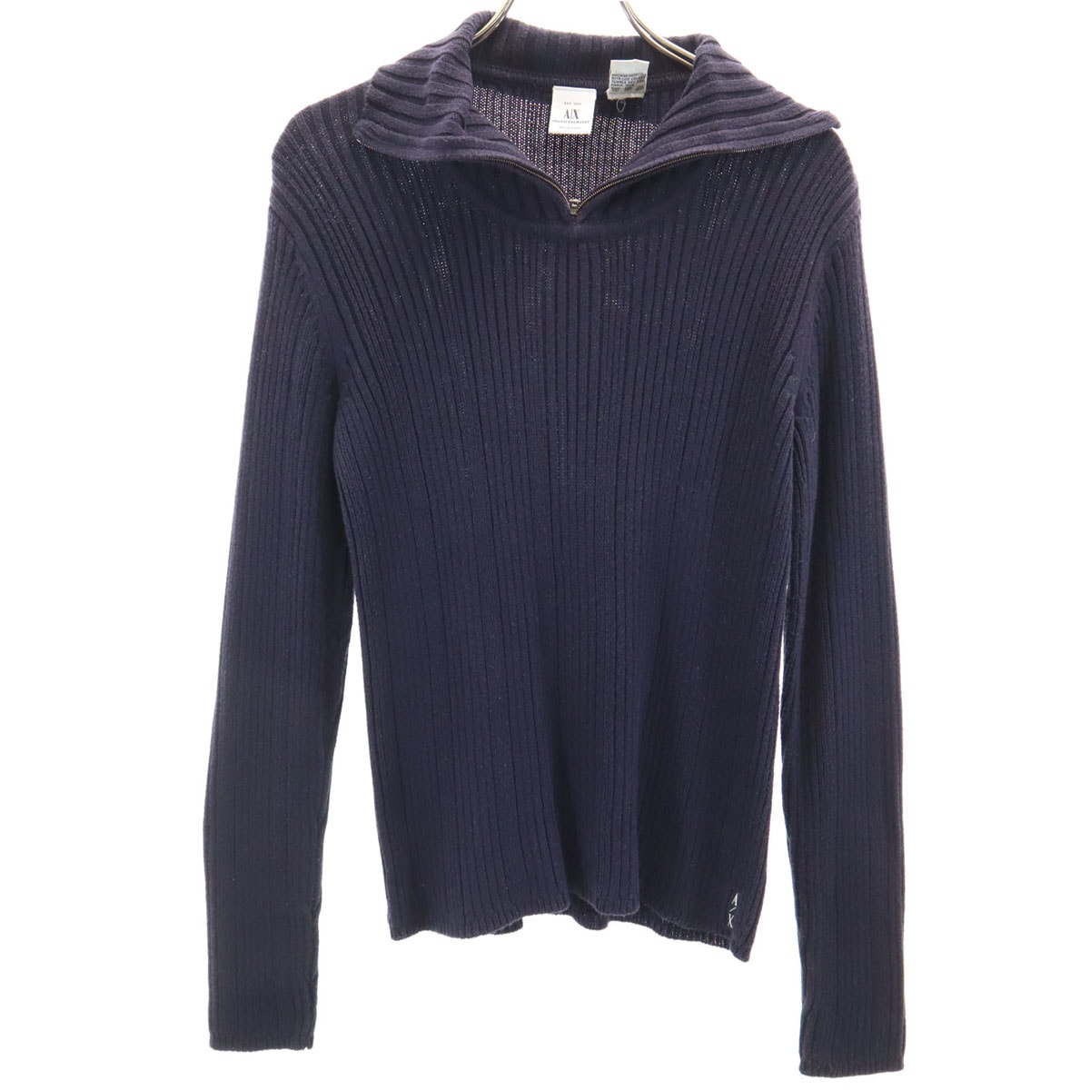 ARMANI EXCHANGE アルマーニエクスチェンジ 90s オールド 長袖 ハイネック リブ ニット S ネイビー