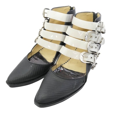 TOGA トーガ ブーツ PULLA プルラ 4連バックル ウエスタン ショートブーツ ブラック系 クリア系 40【中古】