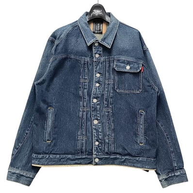 UNDERCOVER x MINEDENIM Leather Sleeve Denim Jacket UNDERCOVER x MINEDENIM Leather Sleeve Denim Jacket