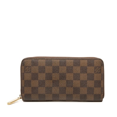ルイ ヴィトン ダミエ ジッピー ウォレット 旧型 長財布 ラウンドファスナー N60015 ブラウン PVC レディース LOUIS VUITTON 【中古】