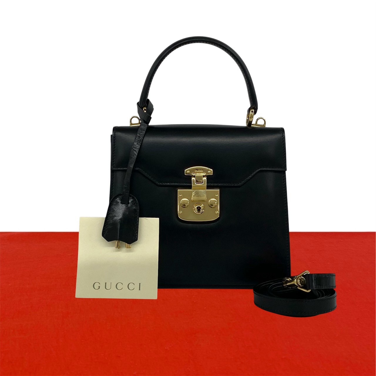 GUCCI グッチ レディロック ロゴ 金具 レザー ショルダーバッグ ブラック
88236