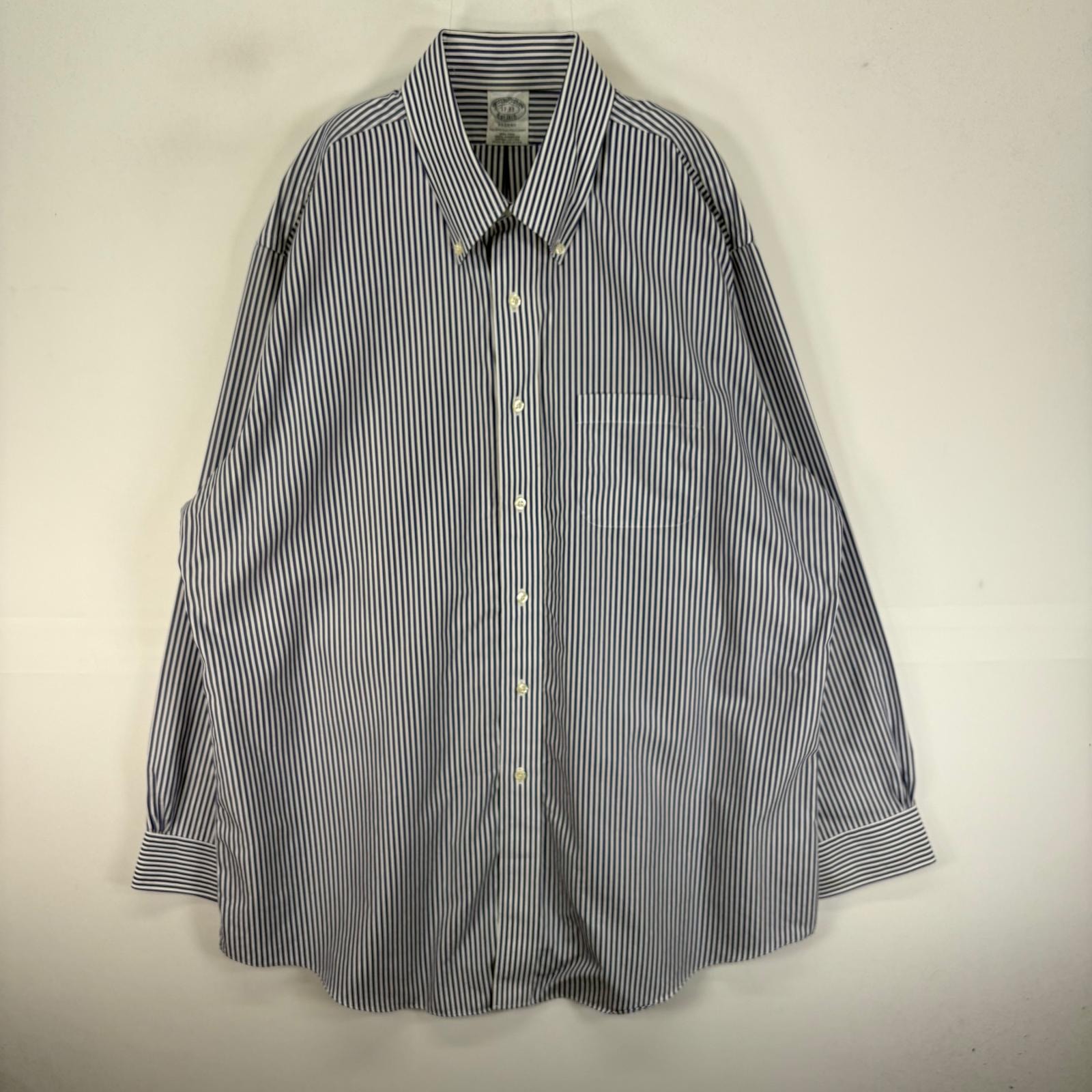 古着 ブルックスブラザーズ Brooks Brothers 長袖シャツ ボタンダウン XL  ブルー系 ストライプ メンズ