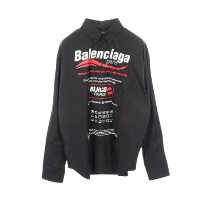 バレンシアガ BALENCIAGA ロゴプリント 長袖 衣料品 トップス XXS メンズ ブラック系 664626 【中古】