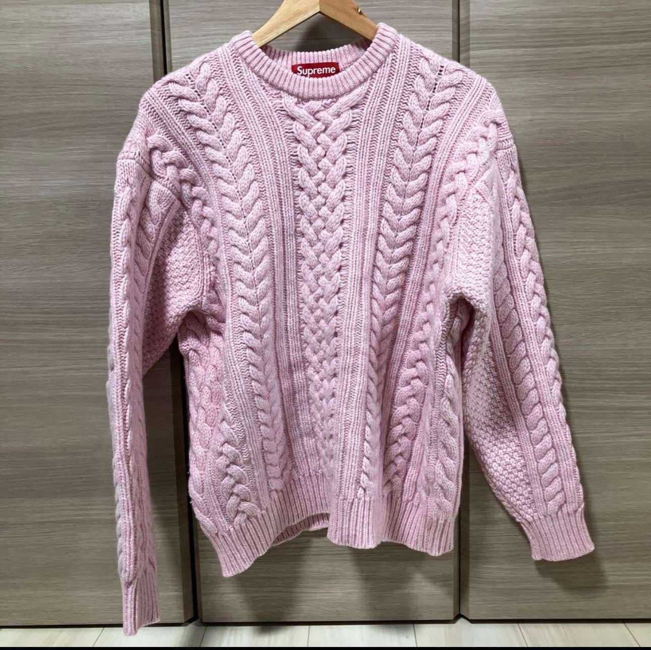 Supreme Applique Cable Knit Sweater "Pink"