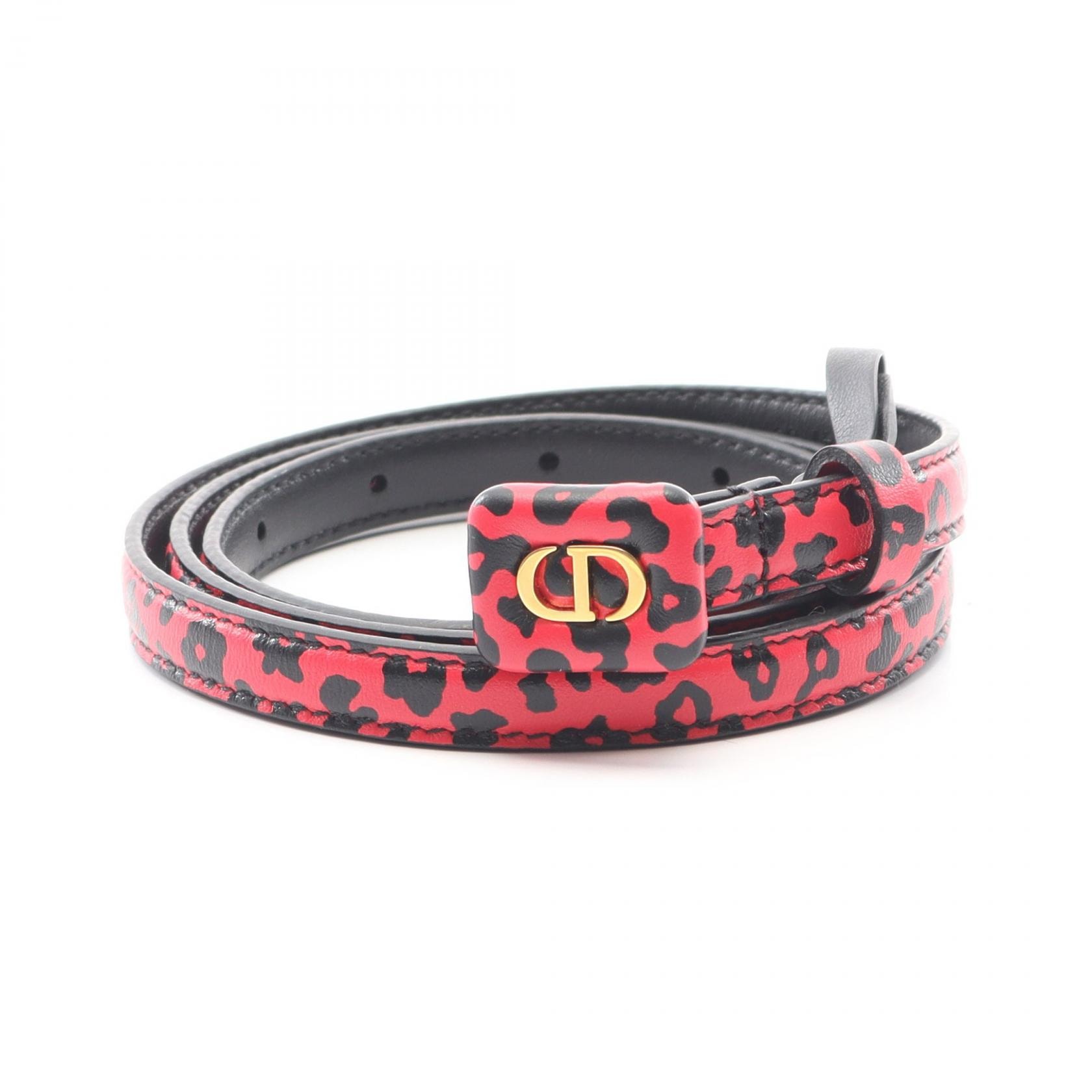 ディオール Dior CDロゴ ベルト 衣料品 レザー レディース レッド系 / ブラック系 【中古】