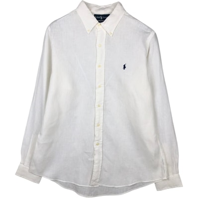 古着 ラルフローレン Ralph Lauren CUSTOM FIT 長袖 リネン ボタンダウンシャツ メンズL相当/eaa495584