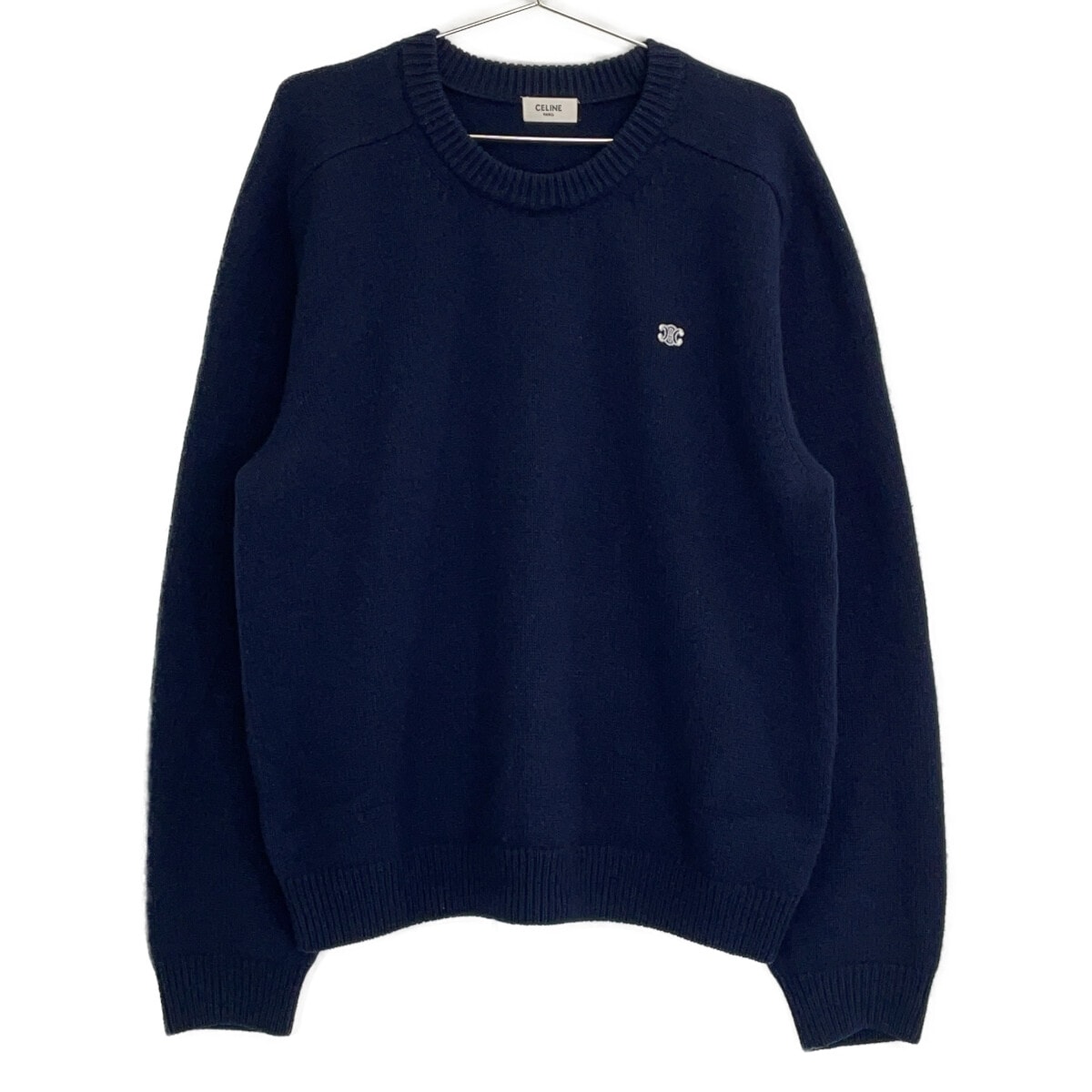 セリーヌ 2AC85048T グレー ウールカシミヤ トリオンフ クルーネック セーター XL