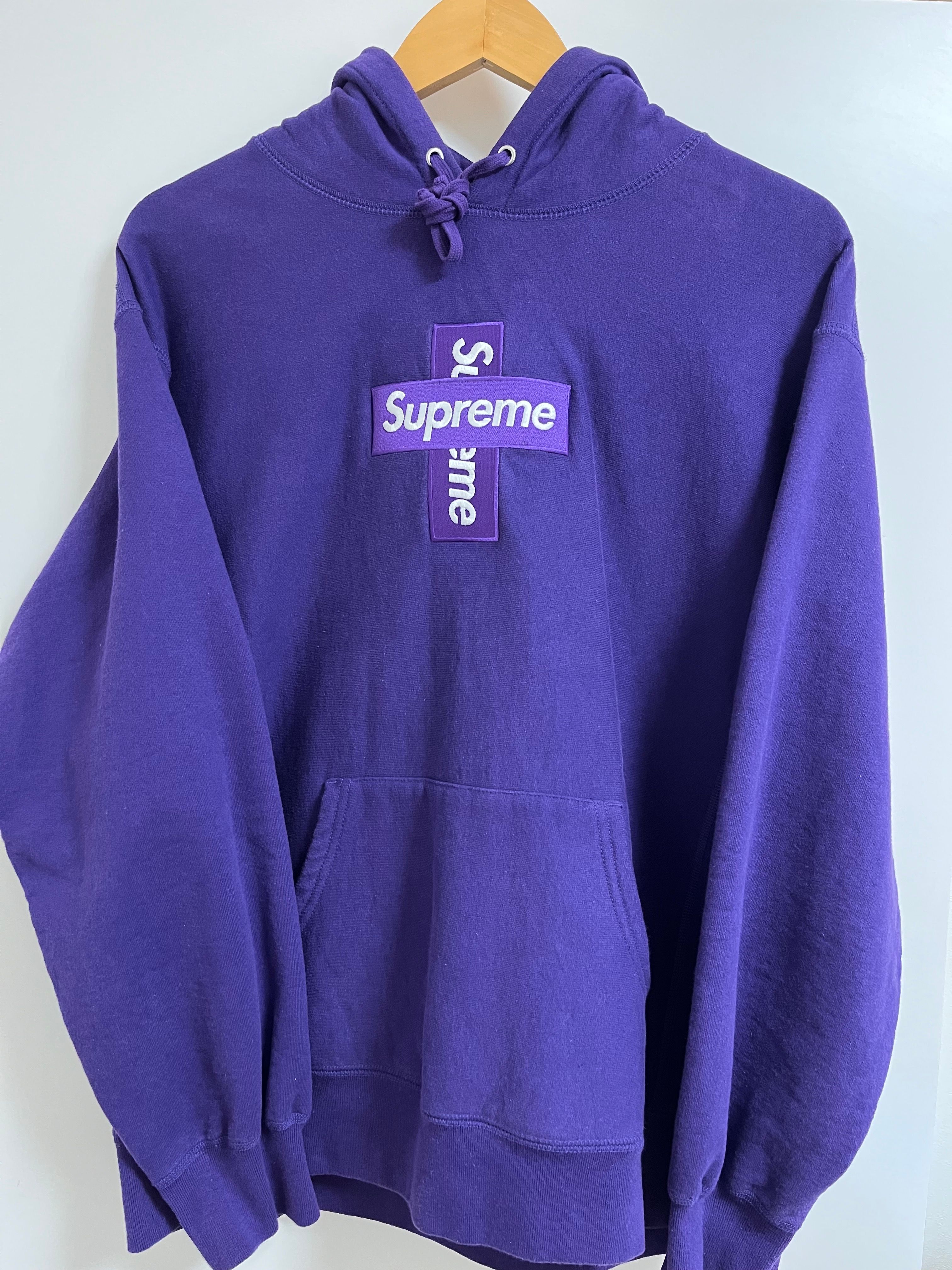 Supreme Cross Box Logo Hooded Sweatshirt "Purple"